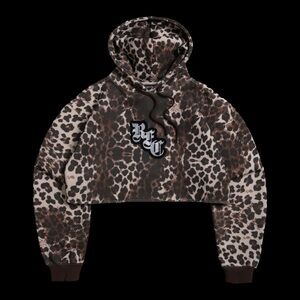Civil Regime Leopard Print Cropped Hoodie - XXL